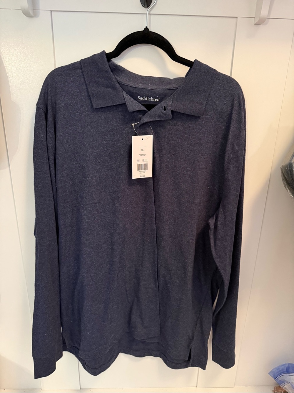 Saddlebred Men's Long Sleeve Polo in Dark Navy